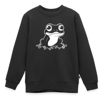 Crapaud amphibien grenouille - Sweat Premium enfant bio - noir - Devant - AI Model Kid Female (0cm)