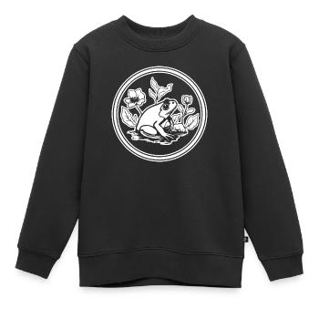 Crapaud amphibien grenouille - Sweat Premium enfant bio - noir - Devant - AI Model Kid Female (0cm)