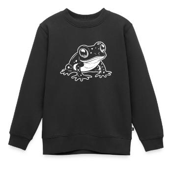 Crapaud amphibien grenouille - Sweat Premium enfant bio - noir - Devant - AI Model Kid Female (0cm)