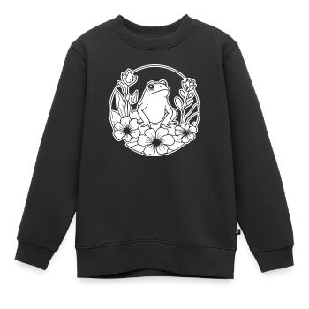 Crapaud amphibien grenouille - Sweat Premium enfant bio - noir - Devant - AI Model Kid Female (0cm)