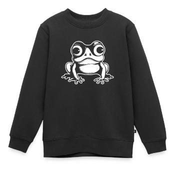 Crapaud amphibien grenouille - Sweat Premium enfant bio - noir - Devant - AI Model Kid Female (0cm)