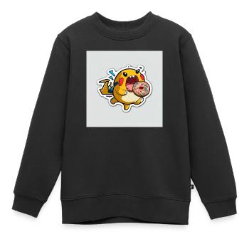 Der elektrische Donut-Liebhaber - Kinder Premium Organic Sweatshirt - Schwarz - Vorne - AI Model Kid Female (0cm)