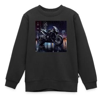 Art numérique de moto - Sweat Premium enfant bio - noir - Devant - AI Model Kid Female (0cm)