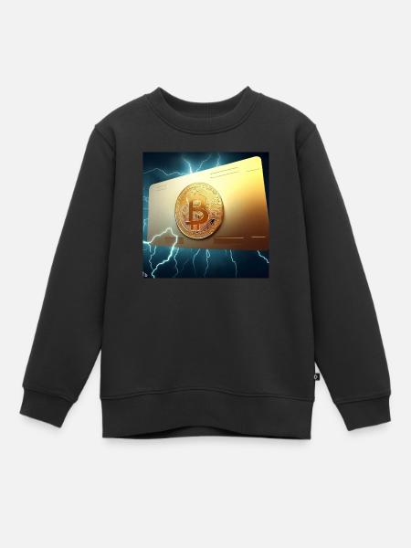 Carte Bitcoin en or - Sweat Premium enfant bio - noir