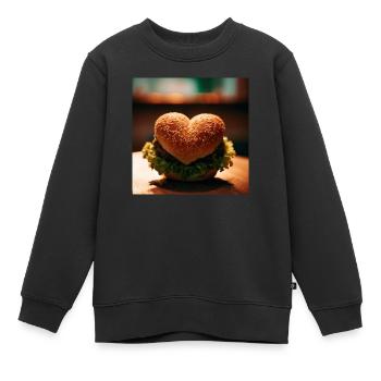 Le chemin vers le cœur d’un homme passe par son estomac - Sweat Premium enfant bio - noir - Devant - AI Model Kid Female (0cm)