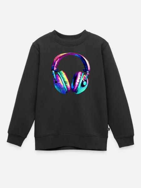 Kopfhörer Sänger Musik hören Gesang Musiker Gamer - Kinder Premium Organic Sweatshirt - Schwarz