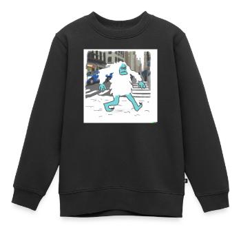 Grumpy Yeti Walking In New York - Kinder Premium Organic Sweatshirt - Schwarz - Vorne - AI Model Kid Female (0cm)