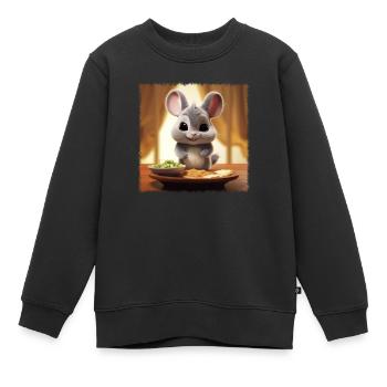 Chinchilla affamé jeune - Sweat Premium enfant bio - noir - Devant - AI Model Kid Female (0cm)
