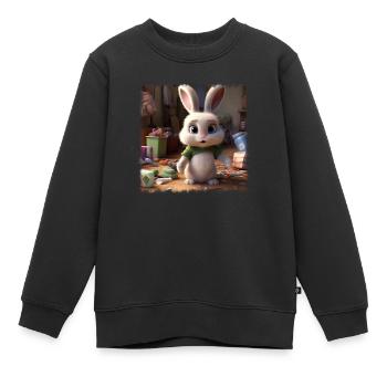 Lapin mignon - Sweat Premium enfant bio - noir - Devant - AI Model Kid Female (0cm)