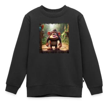 Crazy Monkey - Kinder Premium Organic Sweatshirt - Schwarz - Vorne - AI Model Kid Female (0cm)