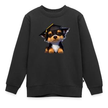 Bachelor Australian Shepherd University Studies - Sweat Premium enfant bio - noir - Devant - AI Model Kid Female (0cm)