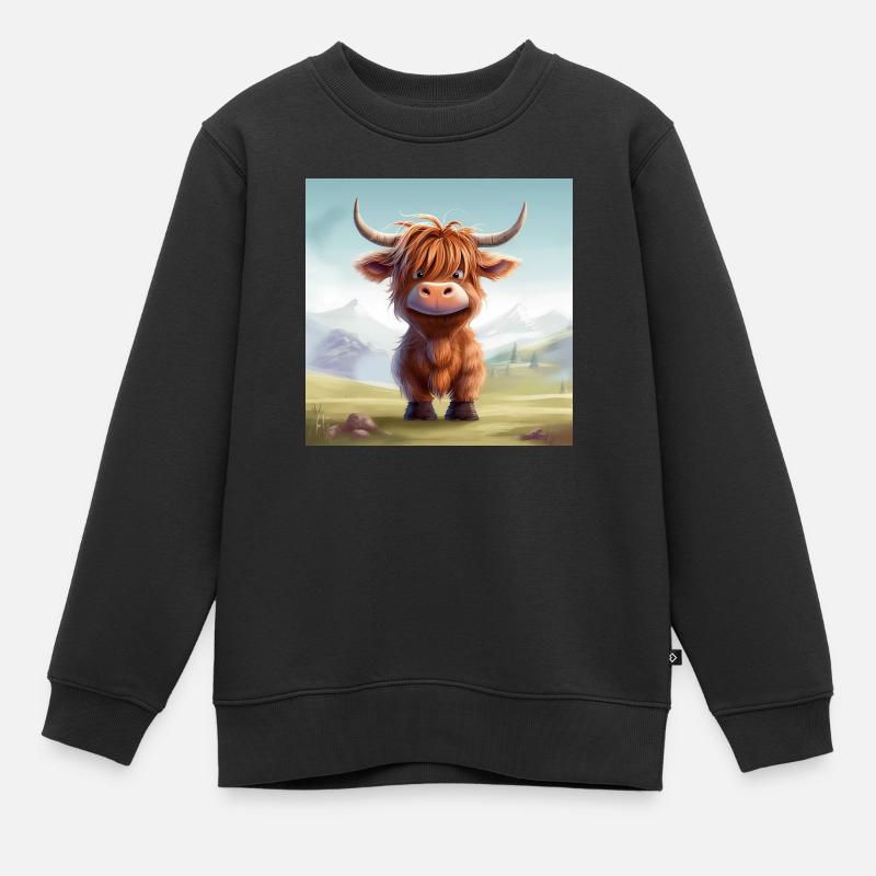 MIGNON HIGHLAND COW design - Sweat Premium enfant bio - noir