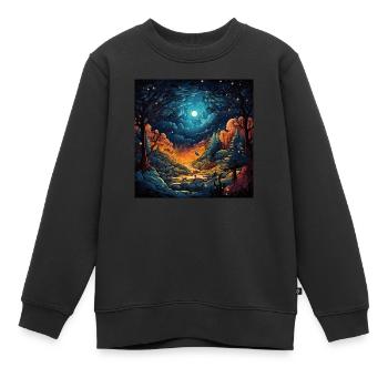 Wald bei Nacht - Kinder Premium Organic Sweatshirt - Schwarz - Vorne - AI Model Kid Female (0cm)
