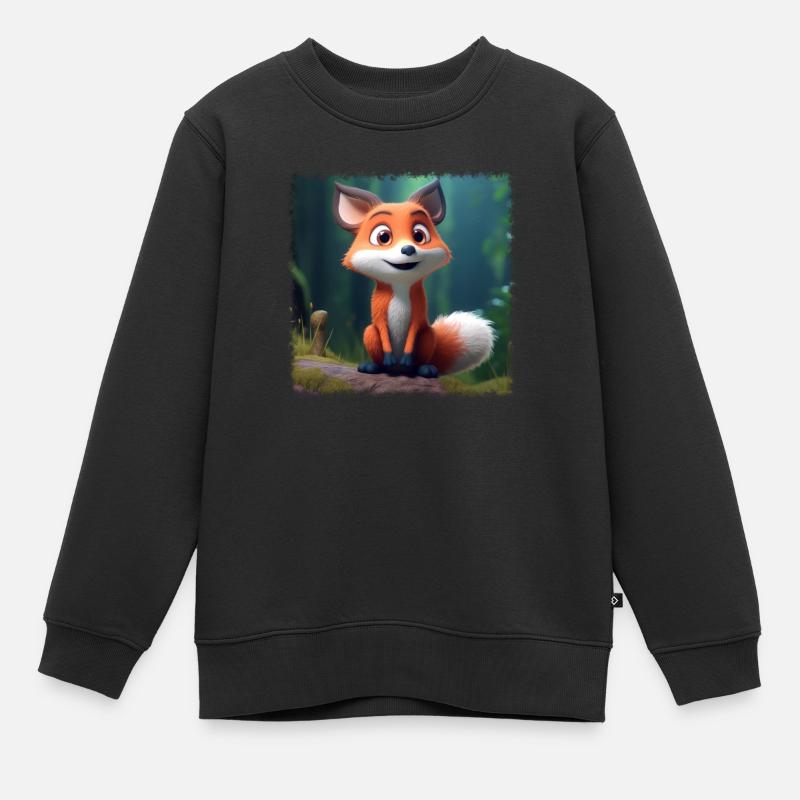Renard mignon - Sweat Premium enfant bio - noir