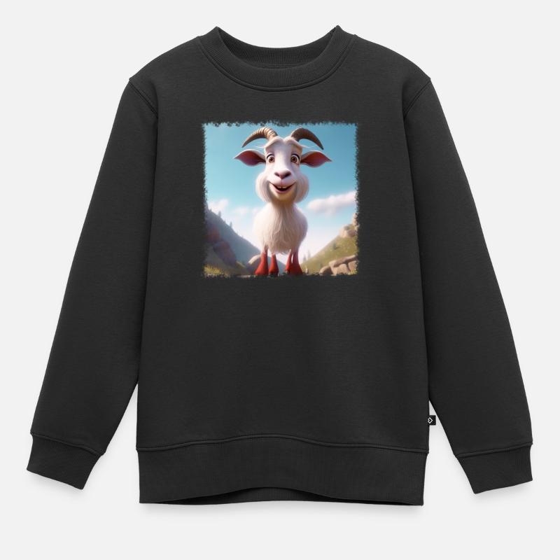 Chèvre heureuse - Sweat Premium enfant bio - noir