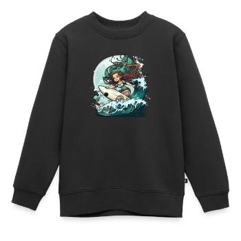 Surfende Sirene - Kinder Premium Organic Sweatshirt - Schwarz - Vorne - AI Model Kid Female (0cm)