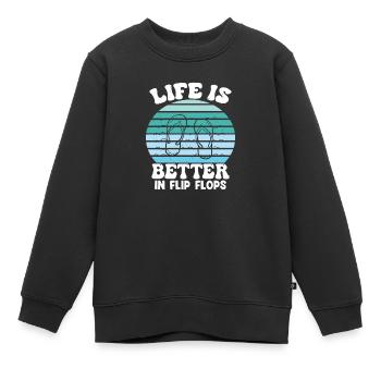 Life is better in Flip Flops - Kinder Premium Organic Sweatshirt - Schwarz - Vorne - AI Model Kid Female (0cm)