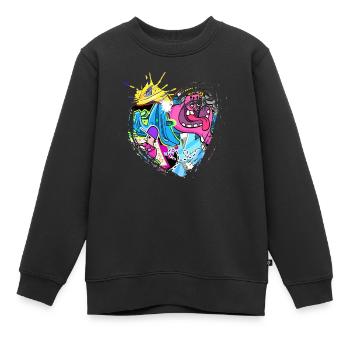 Graffiti-Stil Splash Hip-Hop-Farben Malerfarbe - Kinder Premium Organic Sweatshirt - Schwarz - Vorne - AI Model Kid Female (0cm)