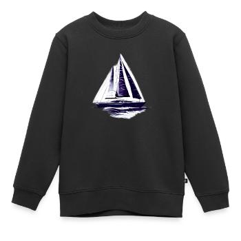 Sailing Sailboat Sailing Sailing Sailing Ship - Kids Premium Organic Sweatshirt - black - Front - AI Model Kid Female (0cm)