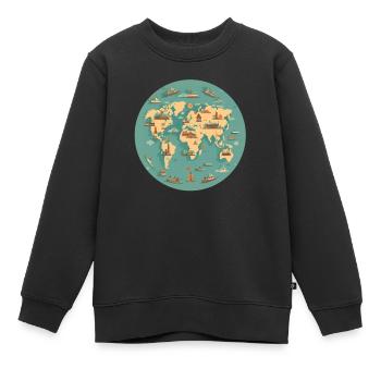 Weltkarte - Kinder Premium Organic Sweatshirt - Schwarz - Vorne - AI Model Kid Female (0cm)