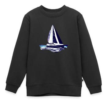 Sailing Sailboat Sailing Sailing Sailing Ship - Kids Premium Organic Sweatshirt - black - Front - AI Model Kid Female (0cm)