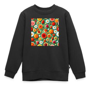 Sommerliches Blumenmuster - Kinder Premium Organic Sweatshirt - Schwarz - Vorne - AI Model Kid Female (0cm)