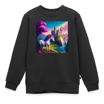 Magisches Einhorn im Wunderland - Kinder Premium Organic Sweatshirt - Schwarz - Vorne - AI Model Kid Female (0cm)