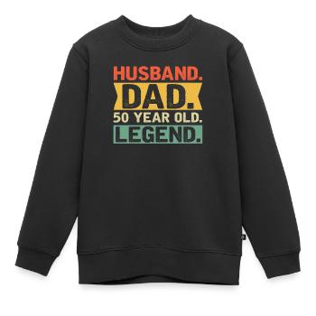 Husband. Dad. 50 Year Old. Legend. - Kinder Premium Organic Sweatshirt - Schwarz - Vorne - AI Model Kid Female (0cm)