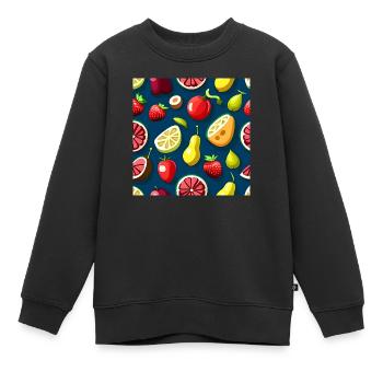 Frucht-Medley-Genuss-Muster - Kinder Premium Organic Sweatshirt - Schwarz - Vorne - AI Model Kid Female (0cm)