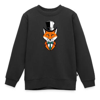 Fuchs mit Zylinder - Kinder Premium Organic Sweatshirt - Schwarz - Vorne - AI Model Kid Female (0cm)