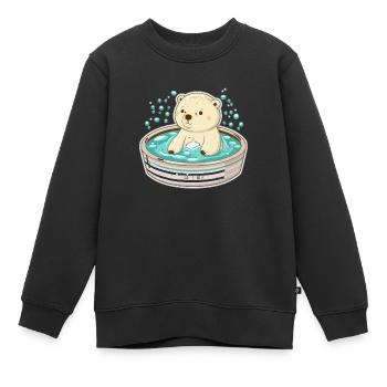 Ours polaire relaxant - Sweat Premium enfant bio - noir - Devant - AI Model Kid Female (0cm)