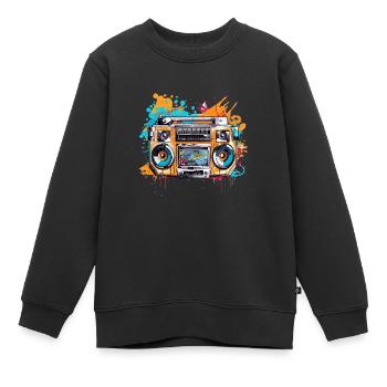 Graffiti Radio - Sweat Premium enfant bio - noir - Devant - AI Model Kid Female (0cm)