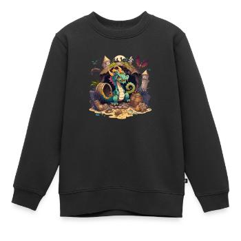 Le trésor des dragons - Sweat Premium enfant bio - noir - Devant - AI Model Kid Female (0cm)