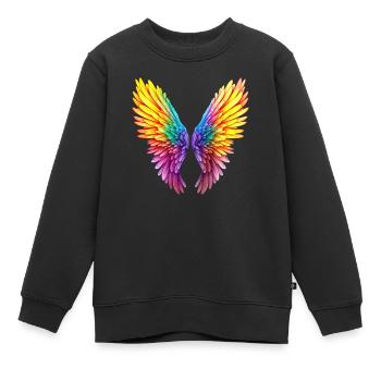 Des ailes d’ange dans l’émeute des couleurs LGBT Pride - Sweat Premium enfant bio - noir - Devant - AI Model Kid Female (0cm)