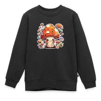 Drôle de champignon de dessin animé - Sweat Premium enfant bio - noir - Devant - AI Model Kid Female (0cm)