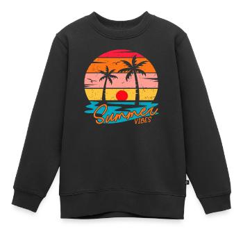 Ambiance estivale - Sweat Premium enfant bio - noir - Devant - AI Model Kid Female (0cm)