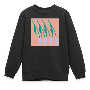 Tulipes - Sweat Premium enfant bio - noir - Devant - AI Model Kid Female (0cm)