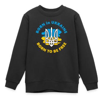 Born in Ukraine. Born to be free - Kids Premium Organic Sweatshirt - black - Front - AI Model Kid Female (0cm)