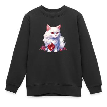 Pierre de naissance Chat Juillet - Sweat Premium enfant bio - noir - Devant - AI Model Kid Female (0cm)