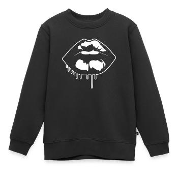 Lèvres, bouche, baisers lèvres - Sweat Premium enfant bio - noir - Devant - AI Model Kid Female (0cm)