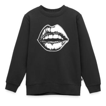 Lèvres, bouche, baisers lèvres - Sweat Premium enfant bio - noir - Devant - AI Model Kid Female (0cm)