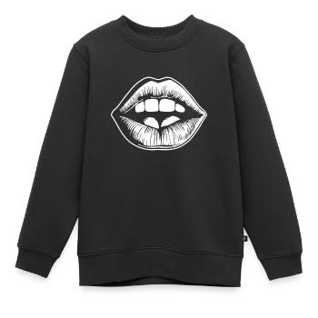 Lèvres, bouche, baisers lèvres - Sweat Premium enfant bio - noir - Devant - AI Model Kid Female (0cm)