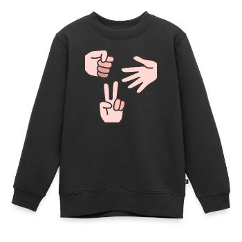 Schere Stein Papier - Kinder Premium Organic Sweatshirt - Schwarz - Vorne - AI Model Kid Female (0cm)