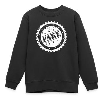 Stempel Fälschung Fake - Kinder Premium Organic Sweatshirt - Schwarz - Vorne - AI Model Kid Female (0cm)