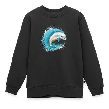 Dolphins playful jump - Kids Premium Organic Sweatshirt - black - Front - AI Model Kid Female (0cm)