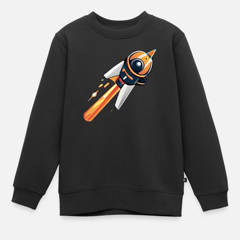 Rocket going into space - Kids Premium Organic Sweatshirt - black