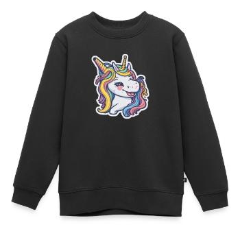 Unicorn Rainbow Einhorn Comic Cartoon - Kinder Premium Organic Sweatshirt - Schwarz - Vorne - AI Model Kid Female (0cm)