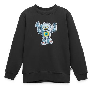 Robot Roboter Comic Cartoon Style - Kinder Premium Organic Sweatshirt - Schwarz - Vorne - AI Model Kid Female (0cm)