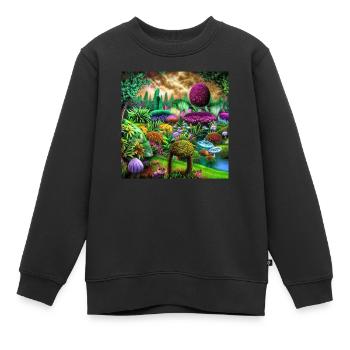 Futuristischer Garten - Kinder Premium Organic Sweatshirt - Schwarz - Vorne - AI Model Kid Female (0cm)