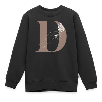 Magischer Schmetterlingsbuchstabe - Kinder Premium Organic Sweatshirt - Schwarz - Vorne - AI Model Kid Female (0cm)